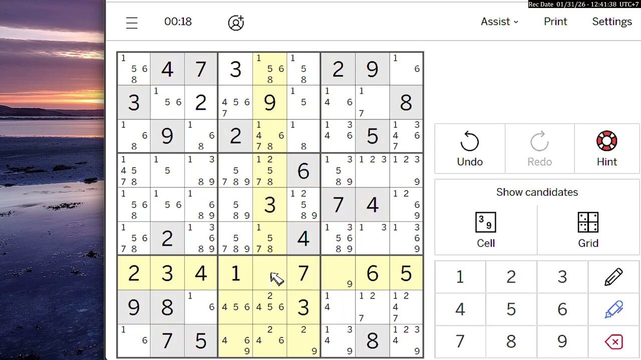 Expert Sudoku Los Angeles Times January 31, 2026