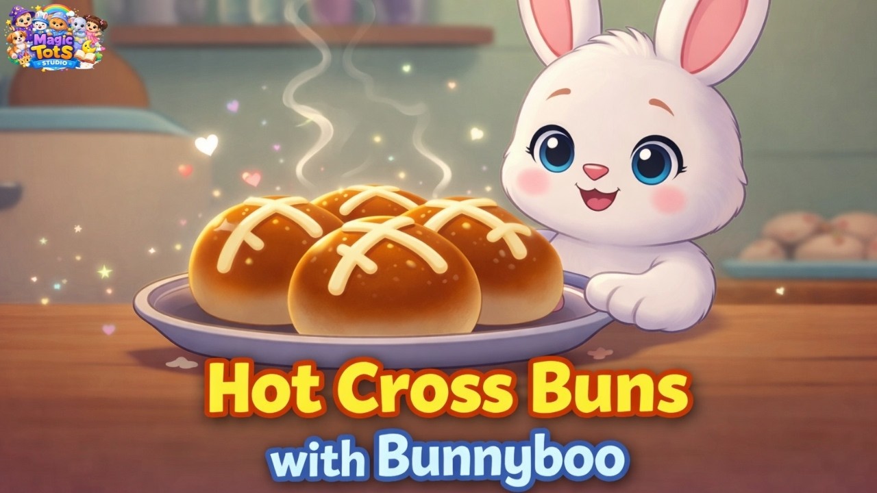 Горячие булочки с крестом 🍞 | Классическая детская песенка | С Баннибу 🐰 | Студия Magic Tots