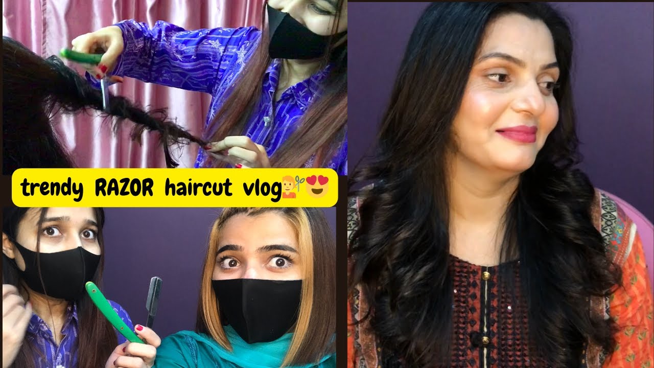Trendy short Razor haircut😍💇‍♀️ ||vlogs with Rida n Hoori