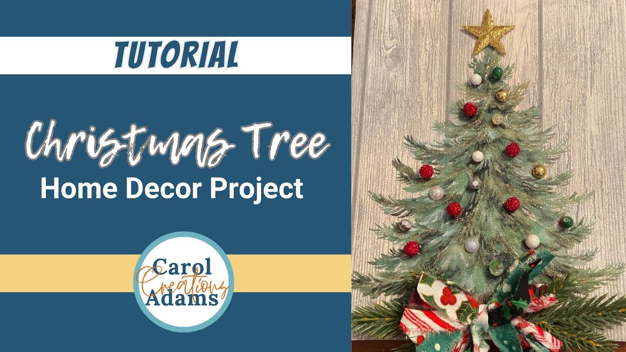 DIY Christmas Tree Canvas | Easy Home Decor Project Using Free Printable, Fabric Strips & Beads