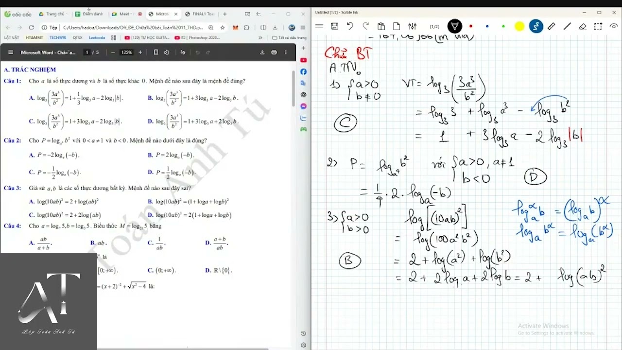 Chữa bài tập giữa kì 2 | Toán 11 chương trình mới | Lớp Toán Anh Tú