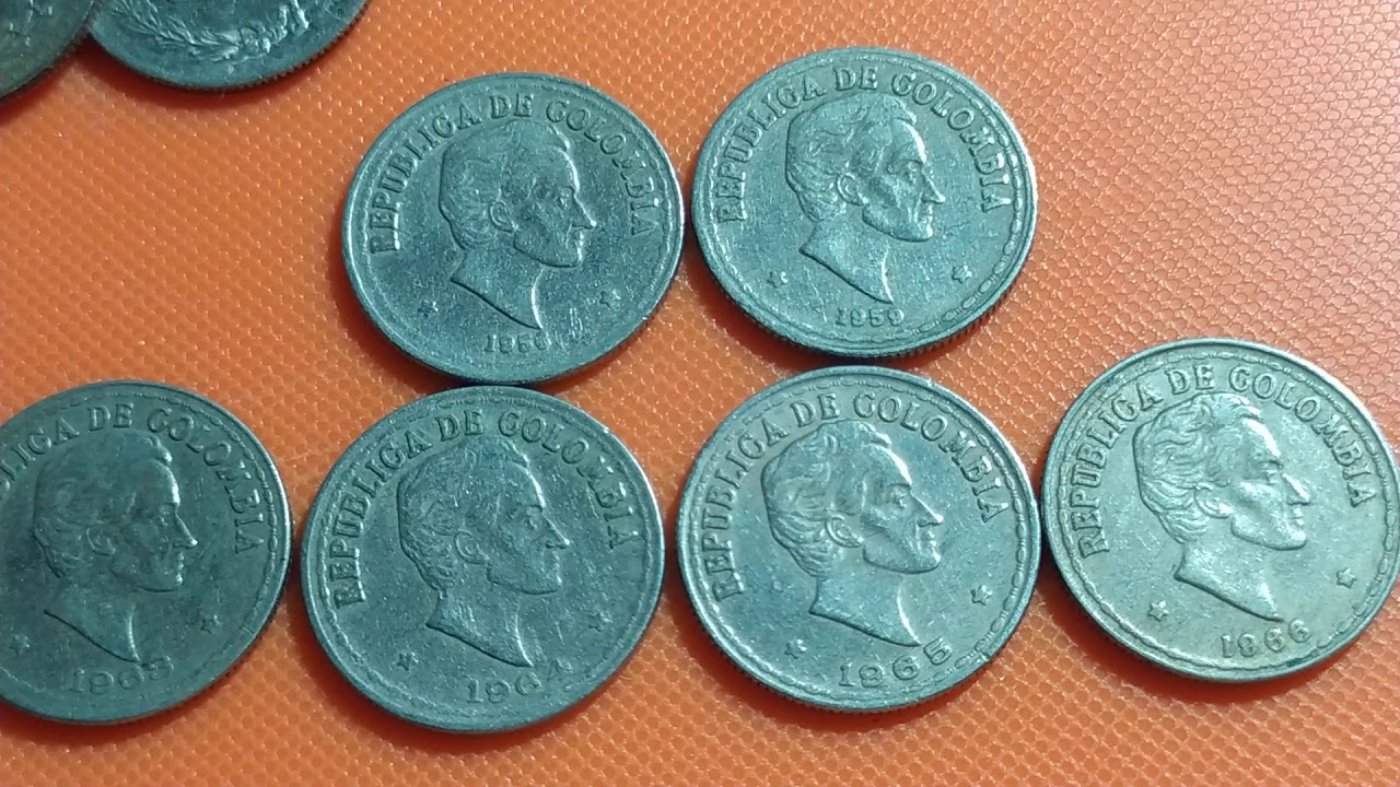 Moneda colombiana de 20 centavos de 1956- 1966.