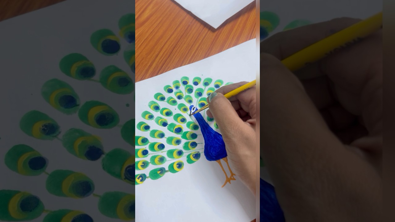 Easy peacock🦚 finger painting 🎨for kids |#ytshorts#shorts#Artshorts#viralshorts#JDfusionart