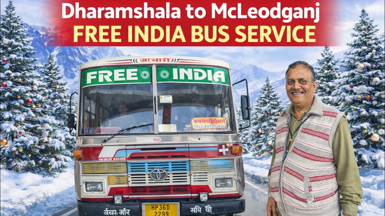 DHARAMSHALA TO MCLEODGANJ ONLY ₹25 😱| FREE INDIA BUS SERVICE