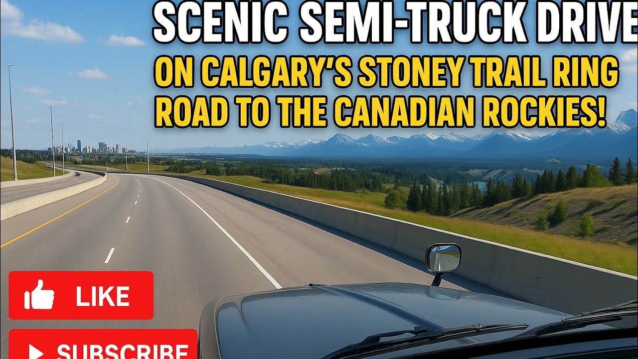 Scenic Semi‑Truck Drive on Calgary’s Stoney Trail Ring Road to the Canadian Rockies!