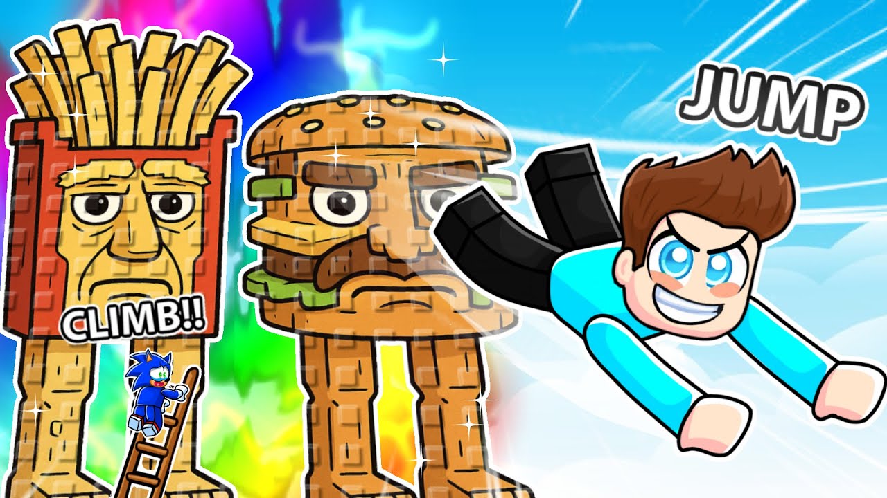 CLIMB THE BIGGEST BURGURO AND FRYURO TOWER IN ROBLOX !!