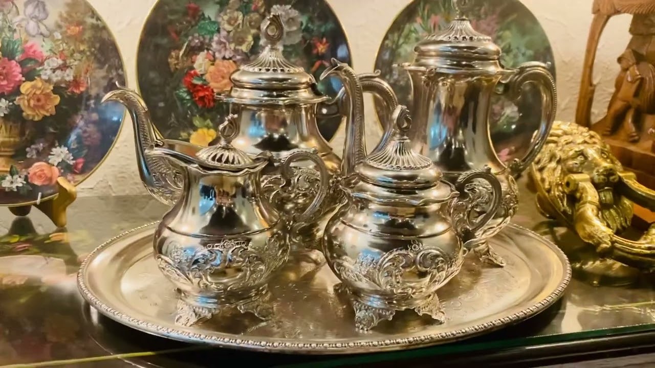 Antique German Silver tea service #silverplated #antique #teaset #mughalempirehistory #downtonabbey