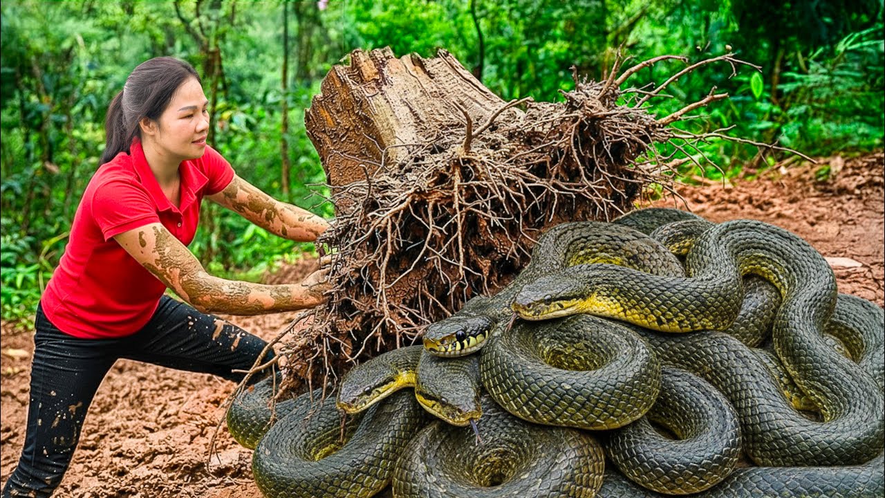 Harvesting Flooded Yam & Go to Market Sell | Discovered Many Venomous snake nesting under a yam