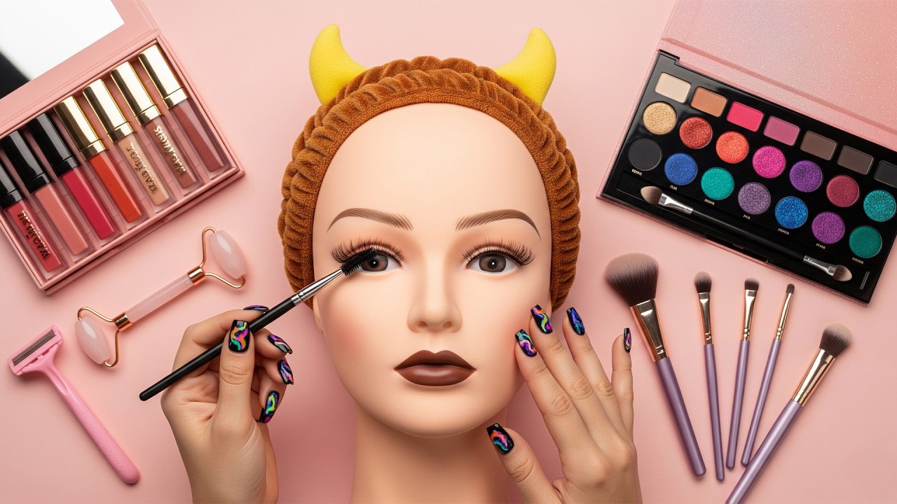 ASMR Makeup on Mannequin🎭(No Talking)#3