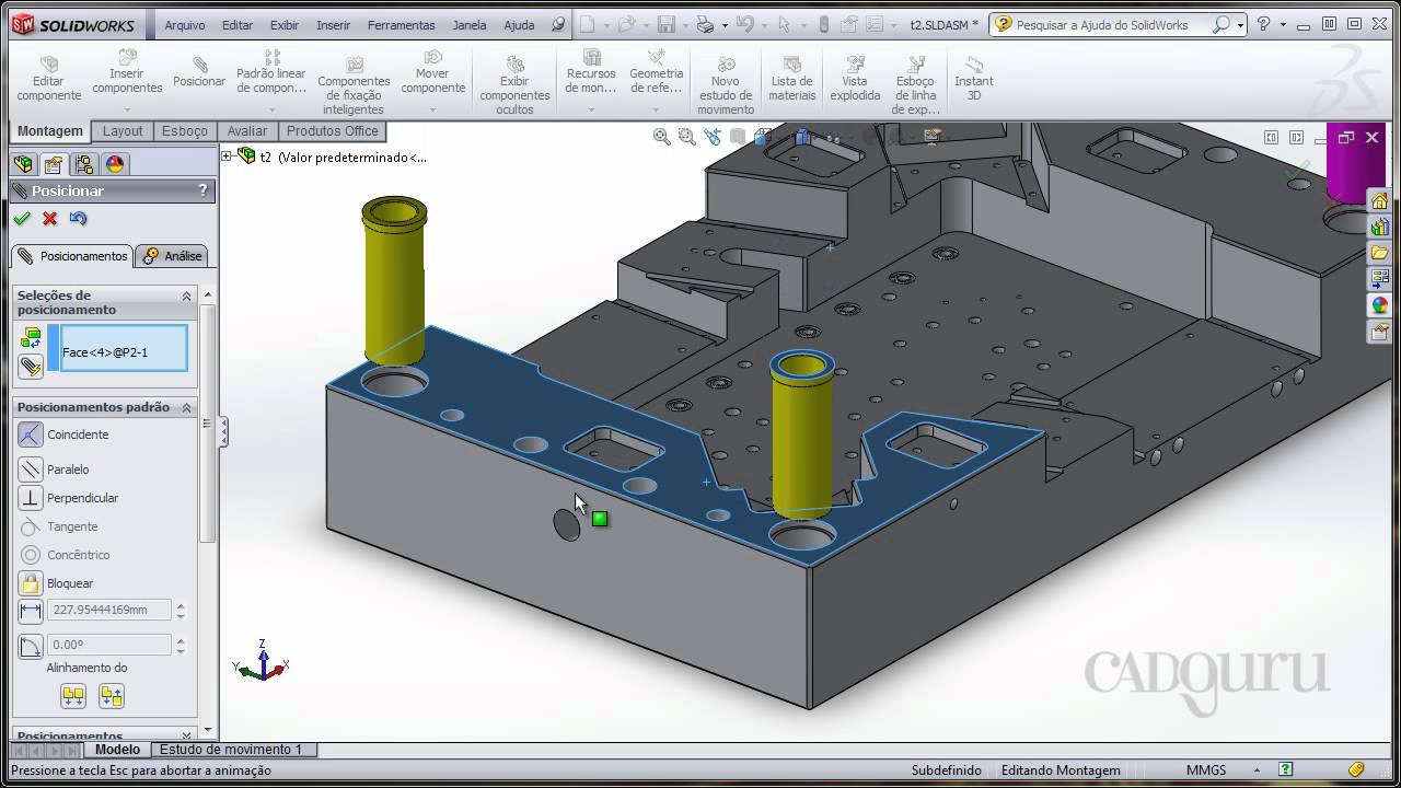 Inserção de submontagens nas montagens - Curso SolidWorks 2012 Avançado - Aula 8.2 - cadguru