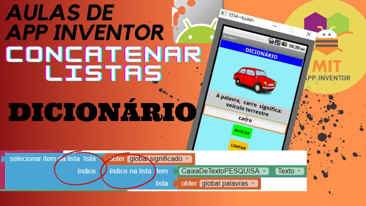 AULAS DE APP INVENTOR - AULA 18 –-CONCATENAR LISTAS -  listpicker -DICIONÁRIO INTERATIVO