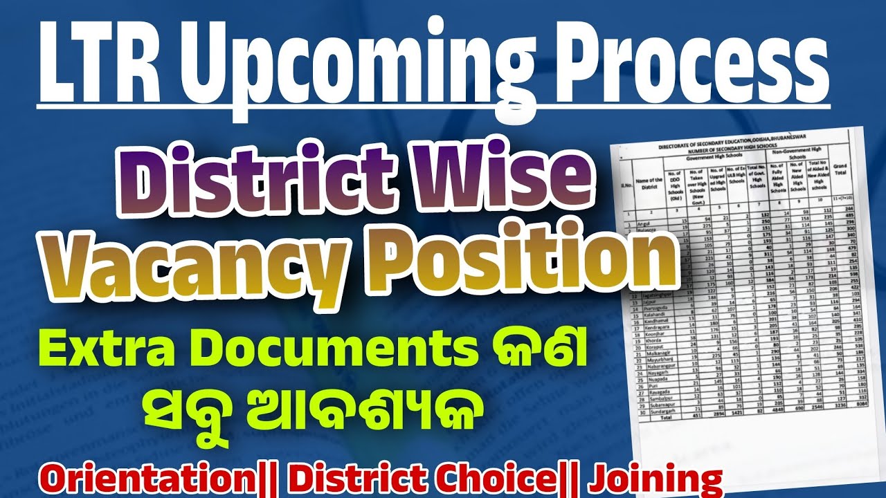 LTR DISTICT choice, Distict Vacancy Position|| Extra Documents କଣ ସବୁ ଆବଶ୍ୟକ|| Orientation କେବେ  ❓