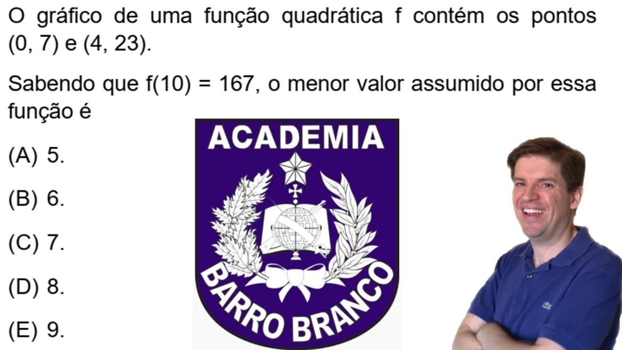 O gráfico de uma função quadrática f contém os pontos (0, 7) e (4, 23).