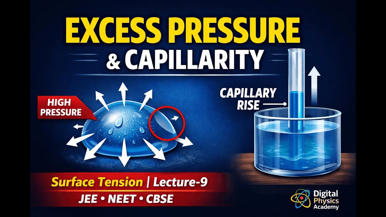 Excess Pressure in Liquid Drop and Capillarity Explained | JEE/NEET Physics | Lecture-9