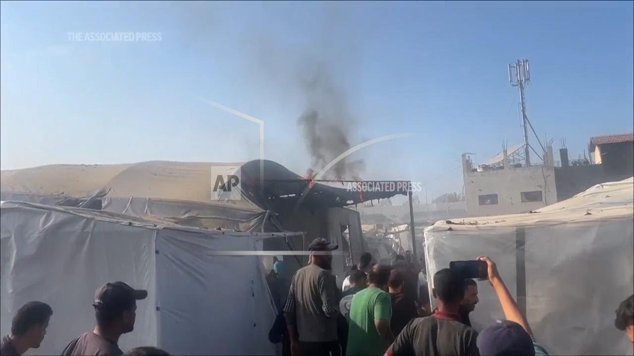 Israeli strike hits tents and police point in hospital courtyard in central Gaza