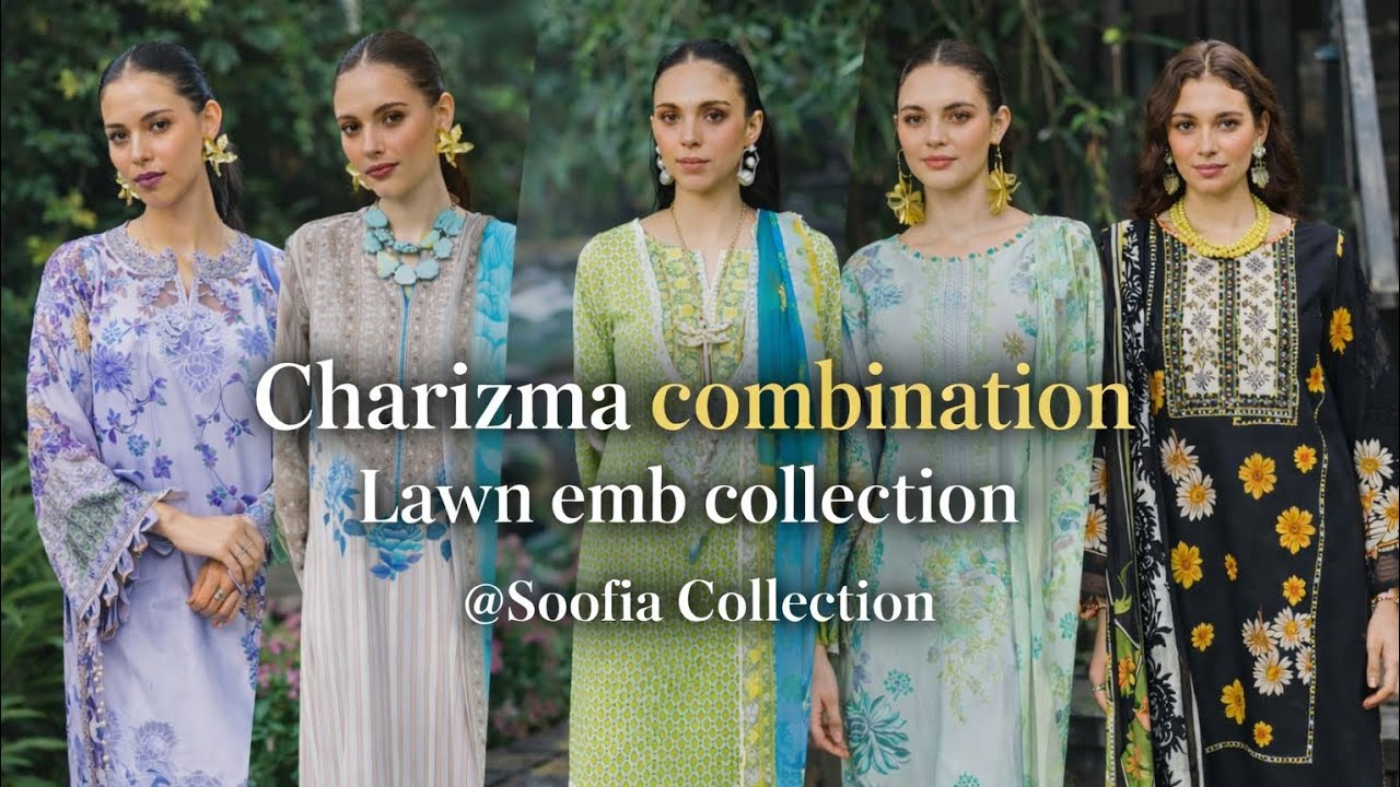 Charizma combination lawn embroidered collection.. booking and Query Number 9871272966