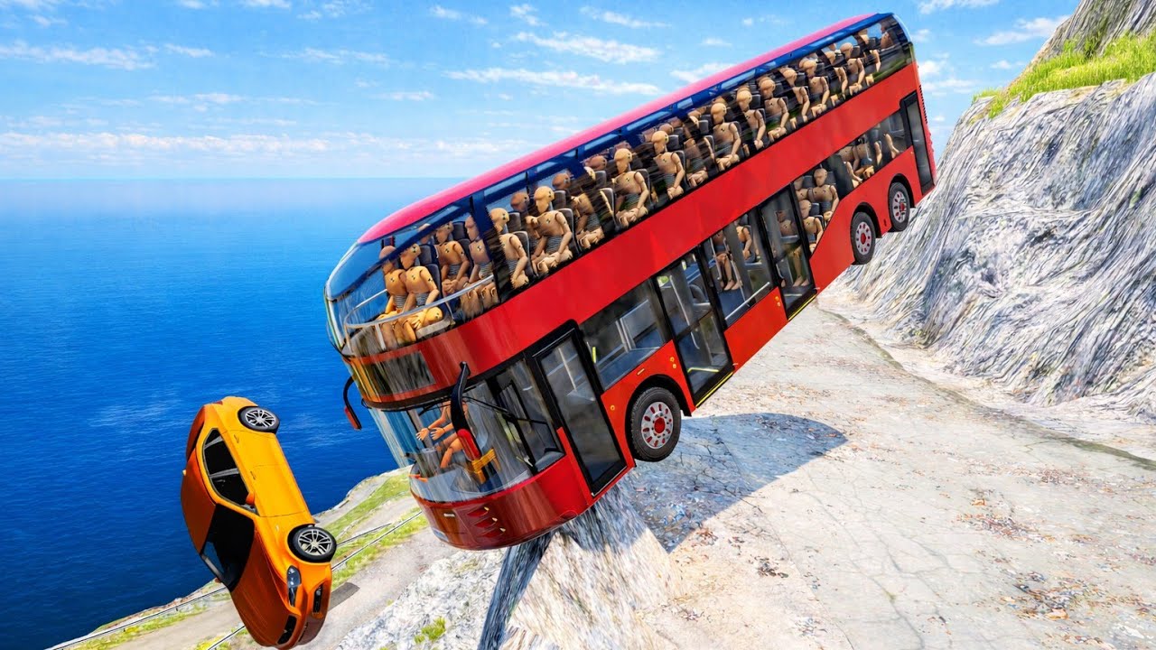 Messive Bus vs Car accident on Dangerous Mountain Cliff 😨 | BeamNG Drive