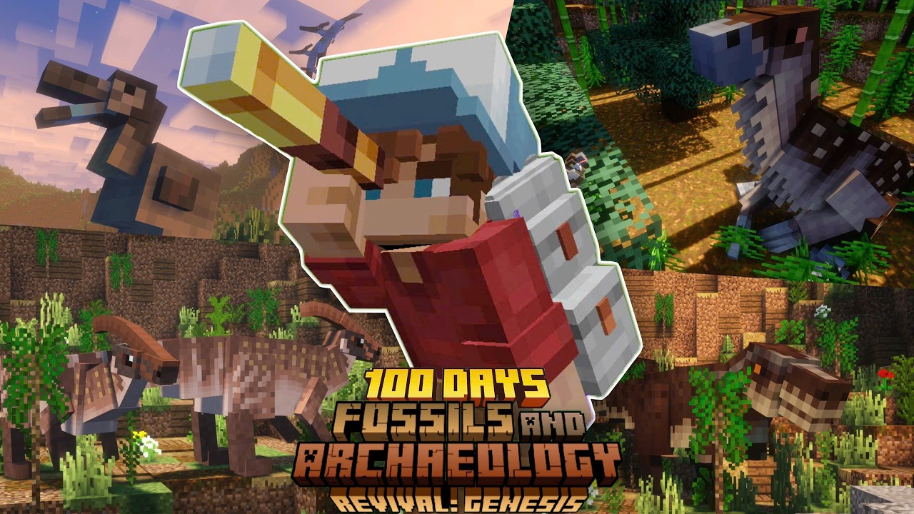 M&igrave;nh X&acirc;y Dựng C&ocirc;ng Vi&ecirc;n Khủng Long Trong 100 Ng&agrave;y Minecraft Fossils and Archeology: Revival !!