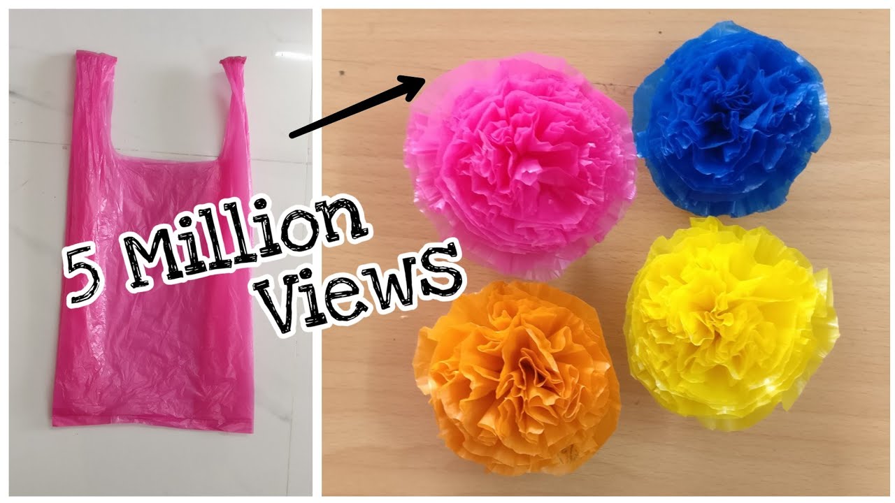 Flowers Making With Plastic Carry Bags | DIY | Carry Bags Re Use Ideas | Best Out Of Waste
