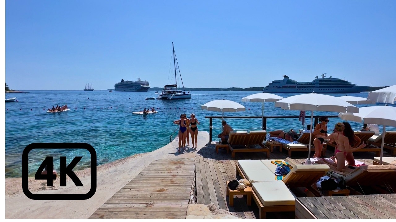 Croatia 4K [Walking Tour] Hvar Old Town, Harbor & Mediterranean Views