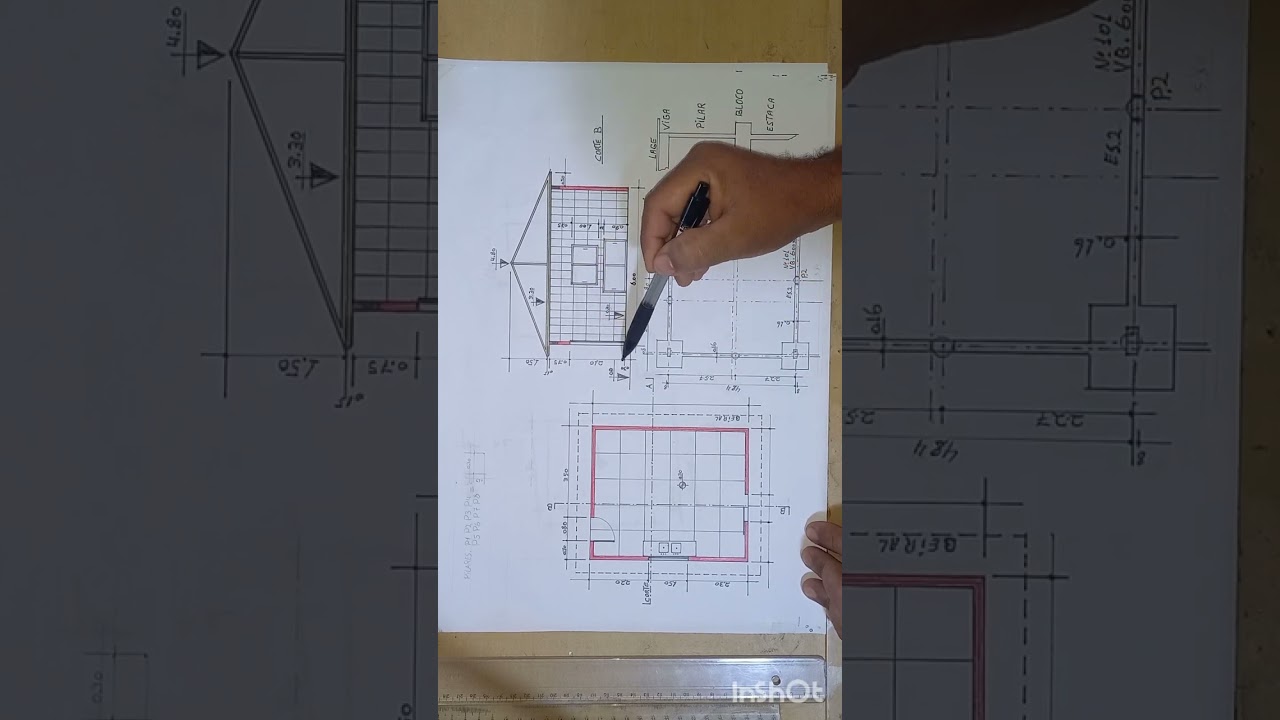 estudo de pontos de nível, planta, corte,  perspectiva e edificações. parte 2