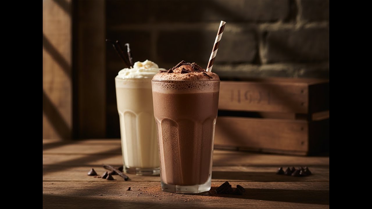 Milkshake &ndash; Gęsty i kremowy koktajl robiony ręcznie o klasycznych smakach, takich jak wanilia lub...