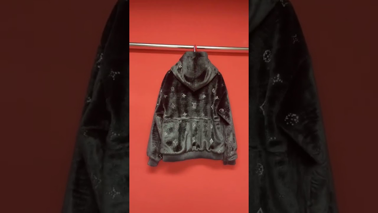 Louis Vuitton Black Monogram Hooded fur Jacket