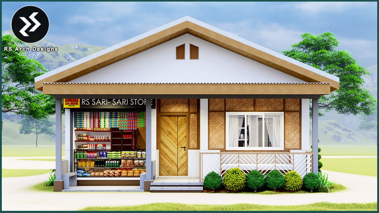 Simple House Design with STORE | Half Amakan w/ 3 Bedroom | 8x12 meters | Tindahan | Sari Sari Store