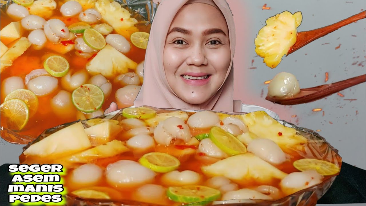 COCOK CUACA@‼️ASINAN NANAS RAMBUTAN BIKIN SEGER||buah segar||#asmr #eating #mukbang