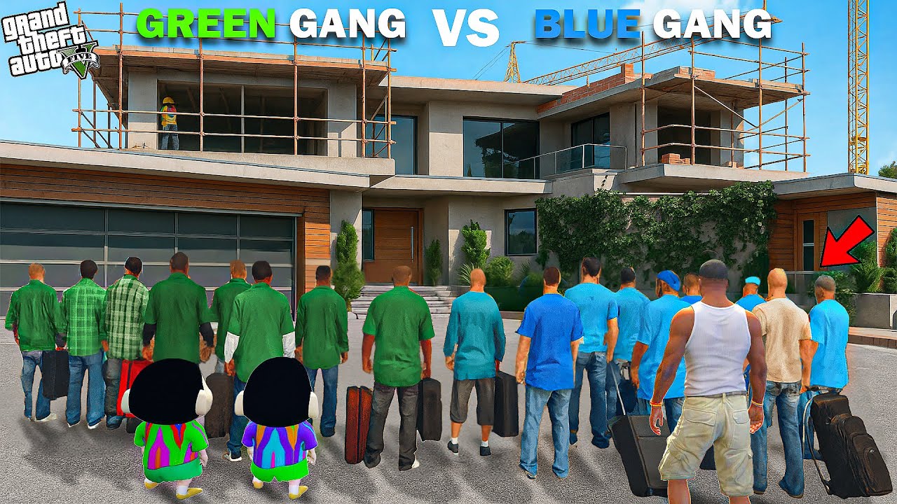 Shinchan Green Gang And Franklin Blue Gang Return To Their Base In GTA 5!