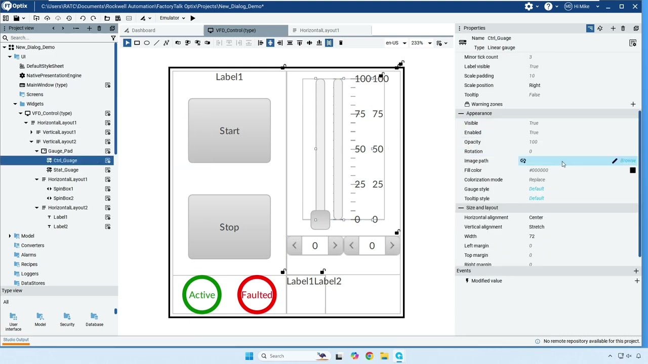 FactoryTalk Optix   How to Make a Control Widget with Alias and Layouts  Part 1