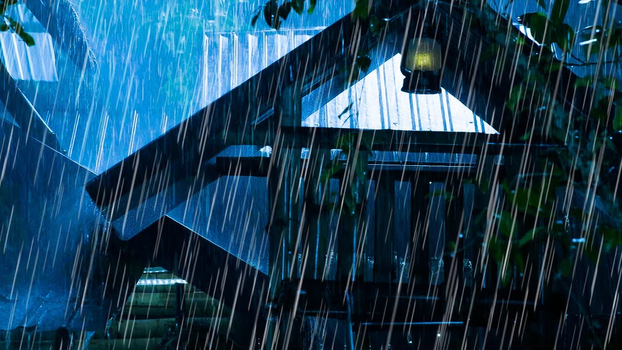 Relieve Stress & Anxiety Fast with Heavy Rain & Thunder Echoes on a Tin Roof at Night