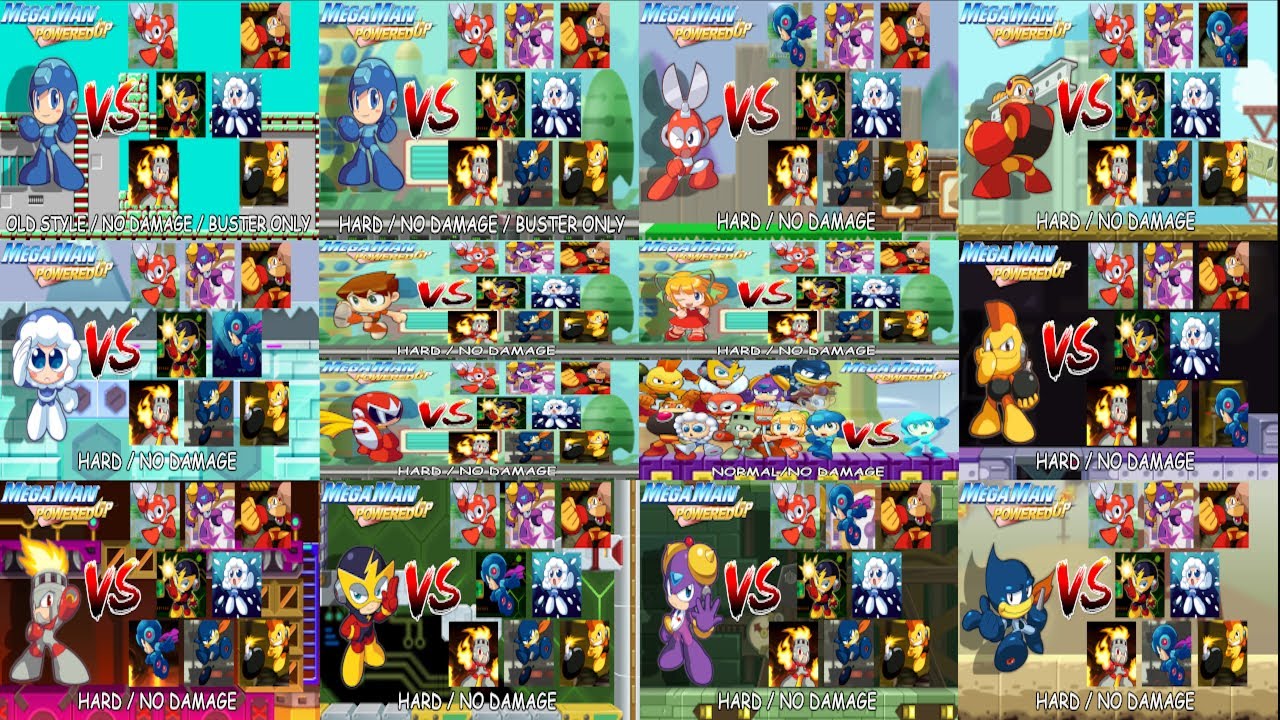 Mega Man Powered Up: All Bosses as ALL CHARACTERS (Hard/No Damage)