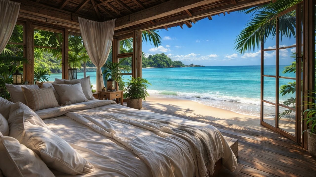 3 Hours of Ocean Waves 🌊 | Luxury Beach Room Ambience for Deep Relaxation & Focus
