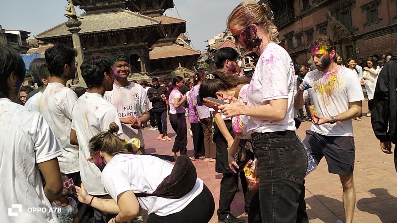 पाटन दर्बारमा हाेली पर्व मनाईदै २०८२॥ Patan Durbar Holi celebration 2082