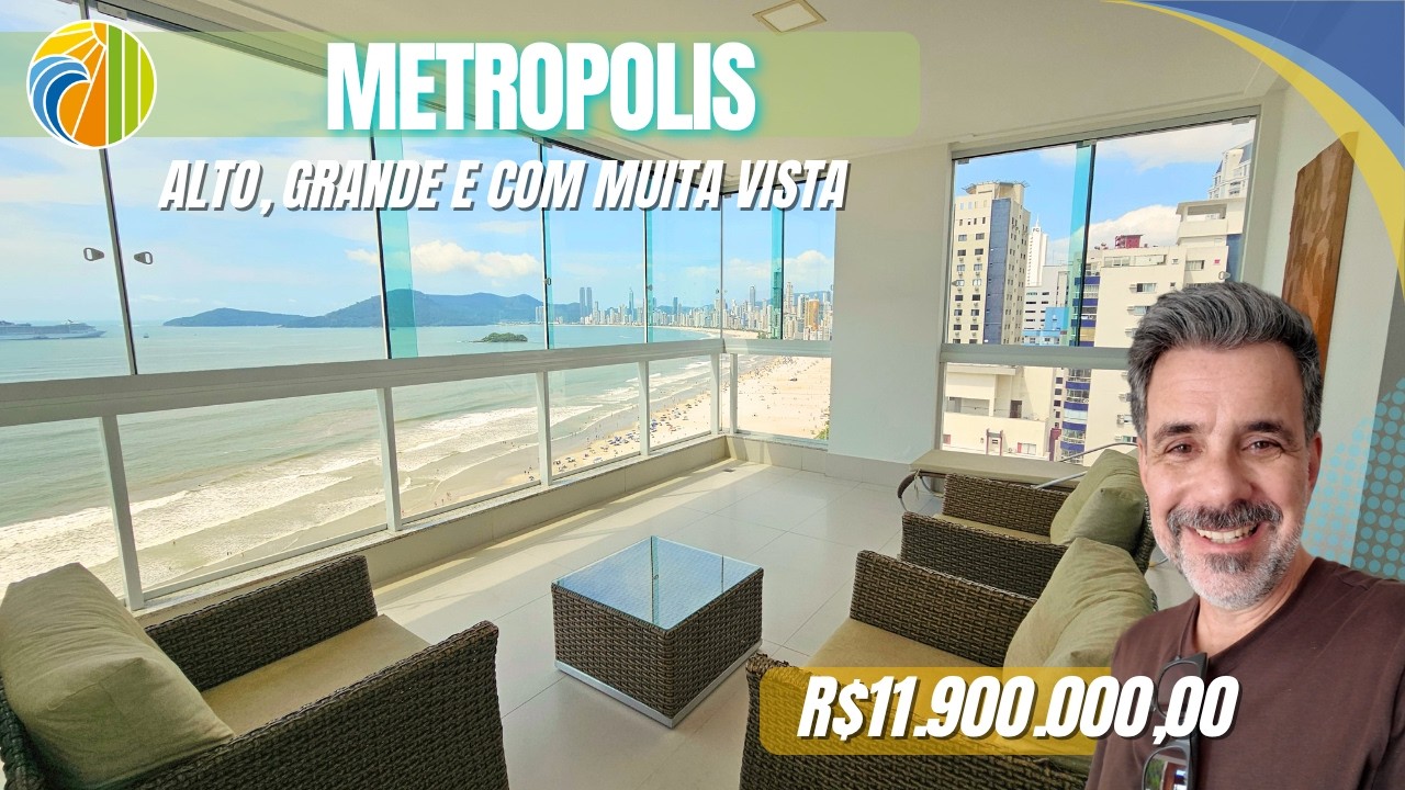 Metropolis, Apartamento frente-mar na | 275 m&sup2;, 4 su&iacute;tes, 4 vagas e vista total da orla