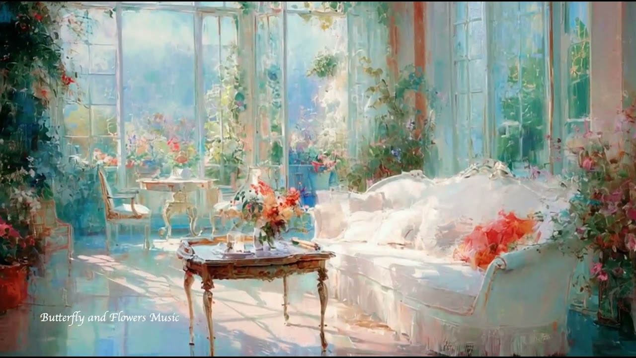 Flower-Filled Living Room—3 Hours of Relaxing Ambient Music | Soft Sunlight & Peaceful Home Calm 4K