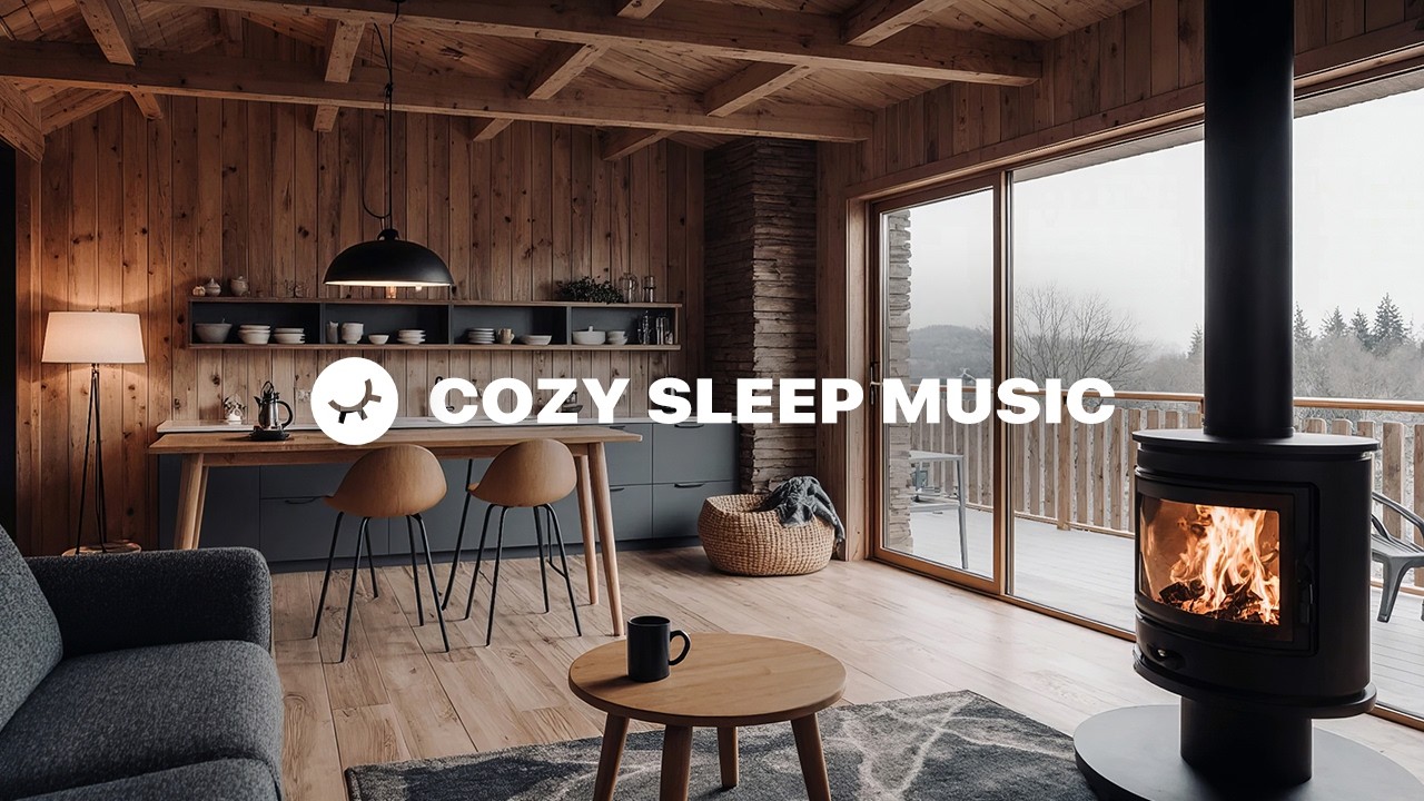 Cozy Cabin Fireplace Ambience 🔥 | Relaxing Music for Sleep & Relax | 3 Hours 4K