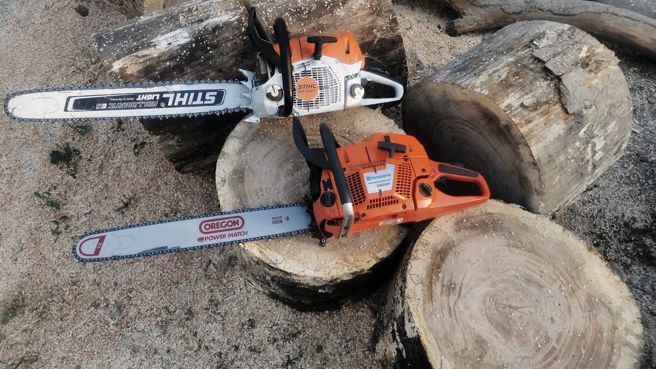 Stihl MS462 versus Husqvarna 390xp - 88cc/6.5HP  & 72cc/6HP working