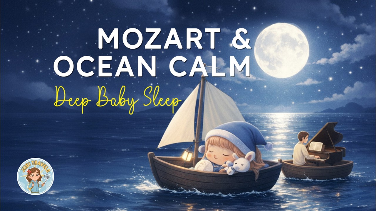 Moonlit Ocean Mozart for Babies 🌊 Baby Sleep Music with Gentle Piano & Ocean Waves