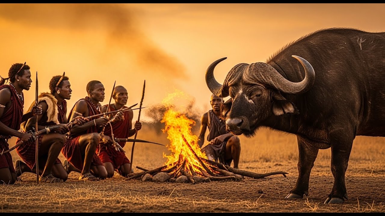 when africas hadzabe hunters take on a giant buffalo cook in the wild hadzabe tribe survival
