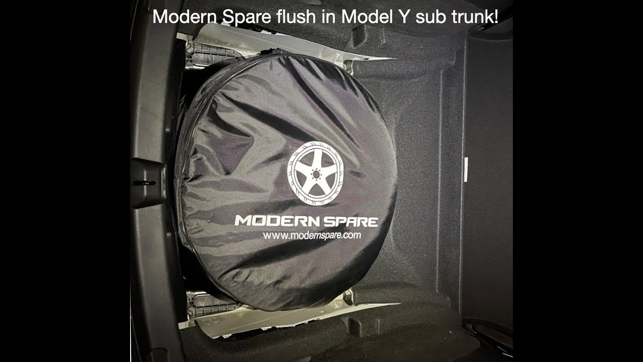 A spare tire in the sub trunk of the Model Y