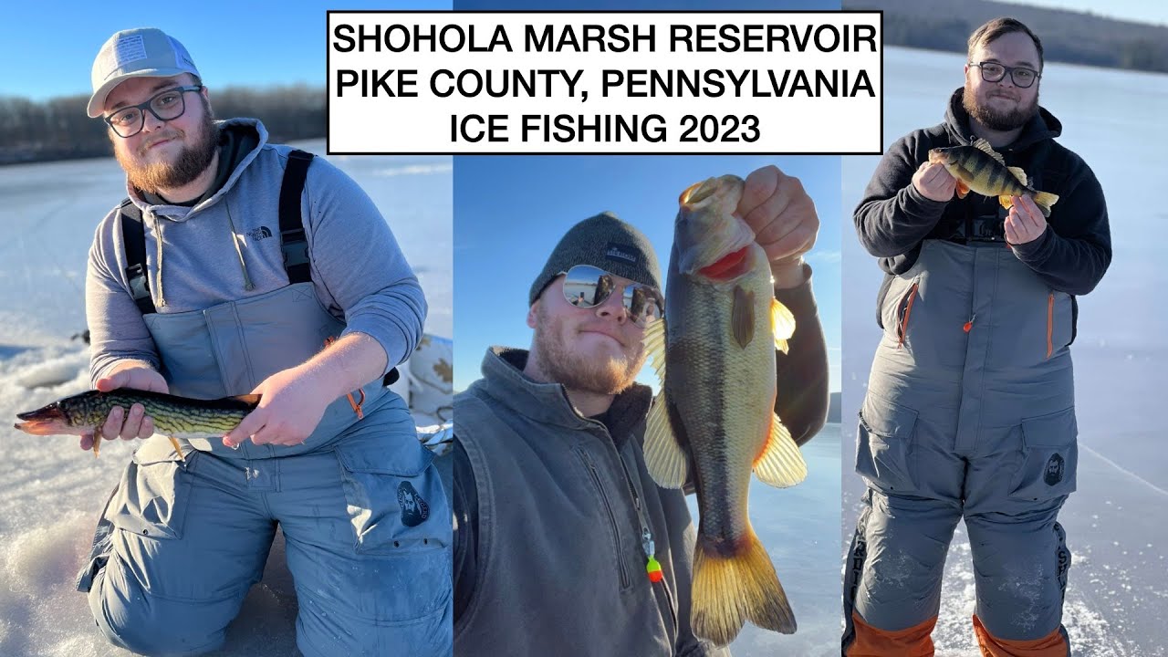 SHOHOLA MARSH RESERVOIR 2023 ICE FISHING (**FISH CAUGHT**)