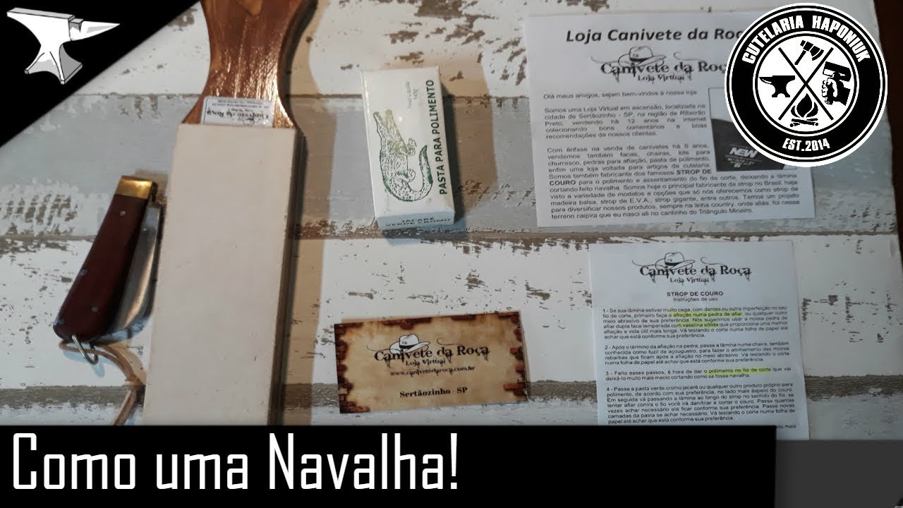 Strop de COURO e Canivete PICA FUMO -Canivete da Ro&ccedil;a