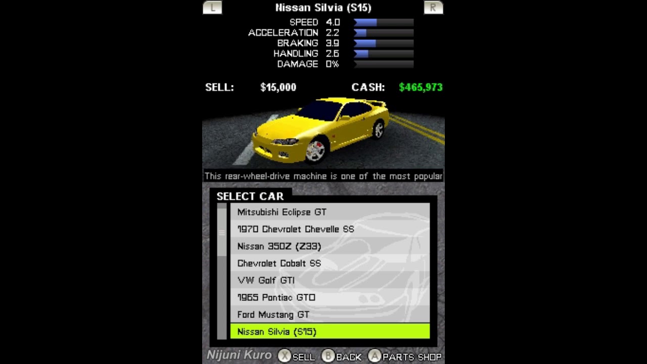 Need for Speed: ProStreet (DS) - All Cars (Garage)
