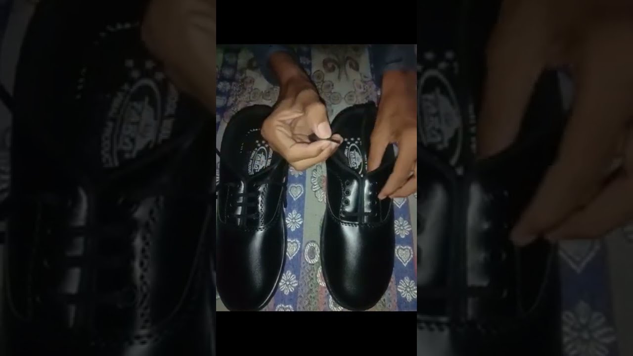 SHOE LACE STYLE IN 4 HOLES | HOW TO LACE / BAR BLACK SCHOOL SHOE | STRAIGHT - LACE