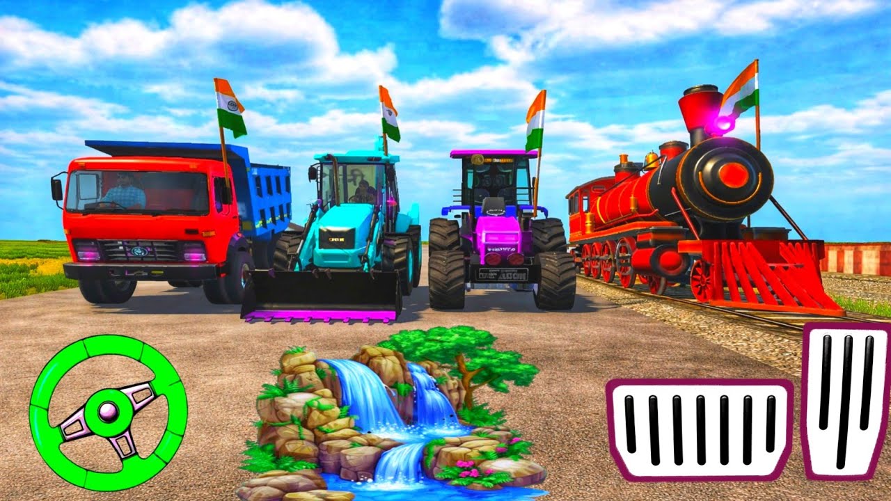 Truck, Tractor, JCB &ndash; Full Desi Combo 🔥 Indian Railway & Road Power Combo 💯 #tractor #truck #gaming