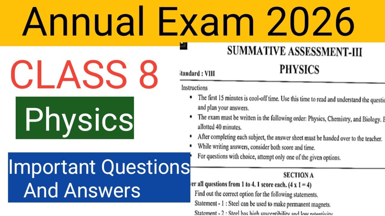 Class 8 Basic science Annual exam model Question paper and answers2026#class8#class8science #std8