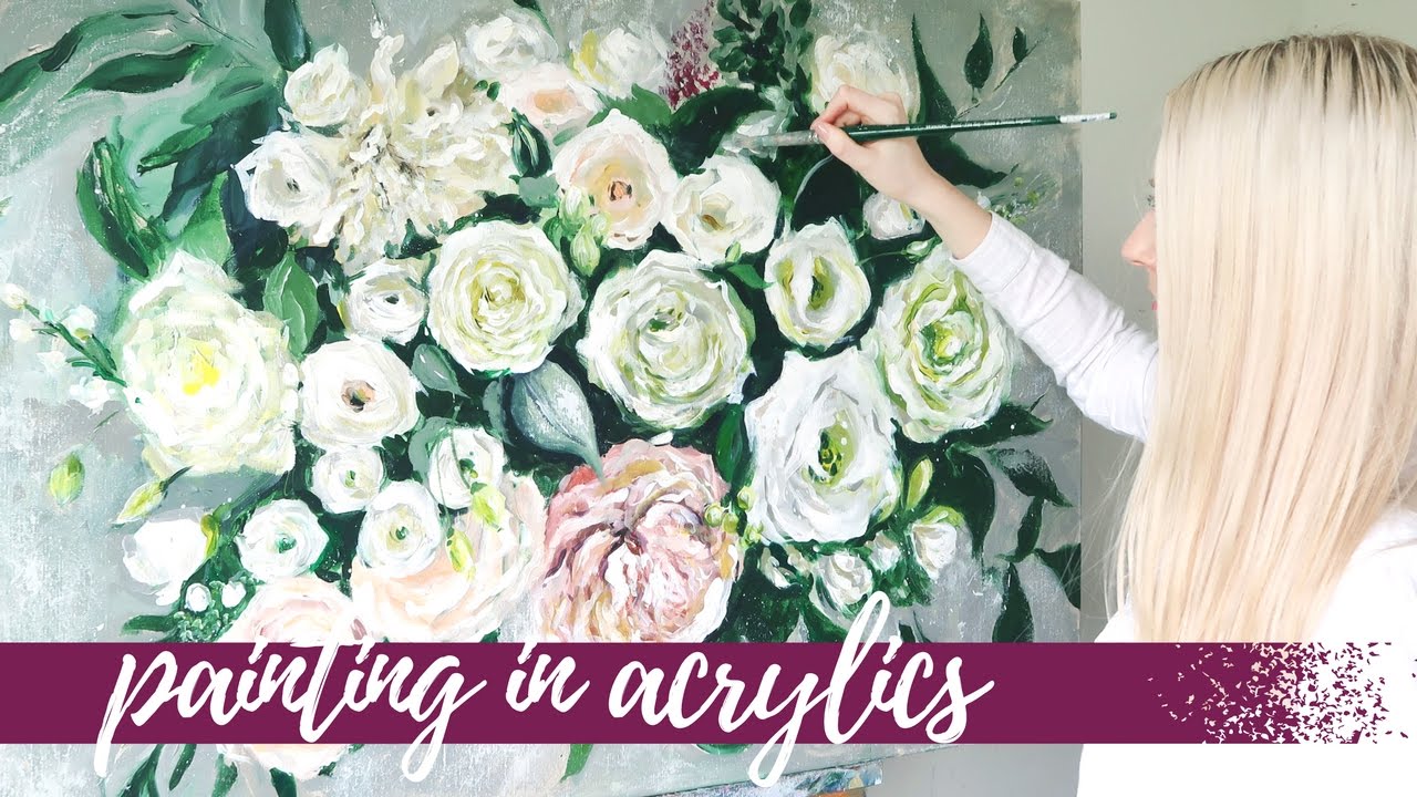 PAINTING IN ACRYLICS Floral Speed Painting | Katie Jobling Art
