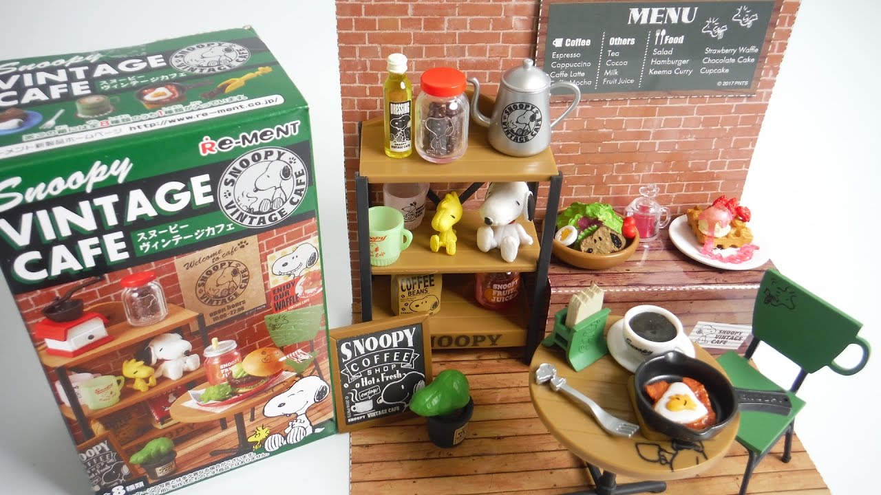 『Miniature』 Snoopy Vintage Cafe スヌーピー　ヴィンテージカフェ 全８種 開封 リーメント RE-MENT 食玩 Japanese candy toys